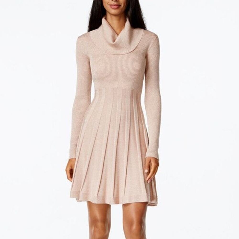 Calvin Klein‎ Gold Shimmer Cowl Neck Sweaterdress